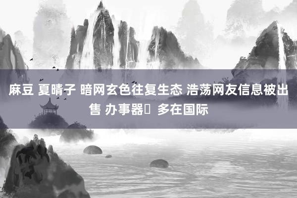 麻豆 夏晴子 暗网玄色往复生态 浩荡网友信息被出售 办事器​多在国际