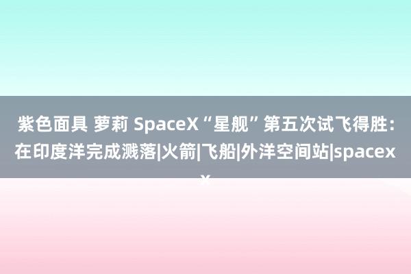 紫色面具 萝莉 SpaceX“星舰”第五次试飞得胜：在印度洋完成溅落|火箭|飞船|外洋空间站|spacex