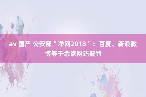 av 国产 公安部＂净网2018＂：百度、新浪微博等千余家网站被罚