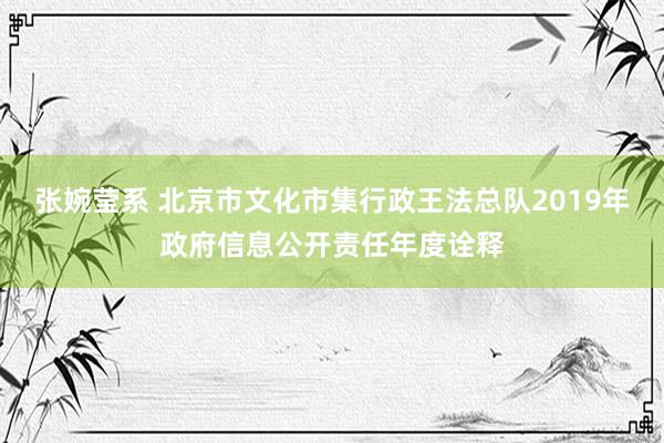 张婉莹系 北京市文化市集行政王法总队2019年政府信息公开责任年度诠释