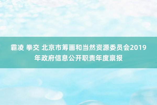 霸凌 拳交 北京市筹画和当然资源委员会2019年政府信息公开职责年度禀报