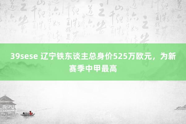 39sese 辽宁铁东谈主总身价525万欧元，为新赛季中甲最高